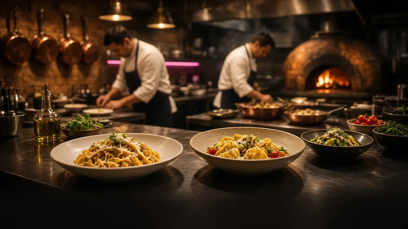 Cucina professionale Ho.Re.Ca.: pasta fresca al pass di un ristorante italiano