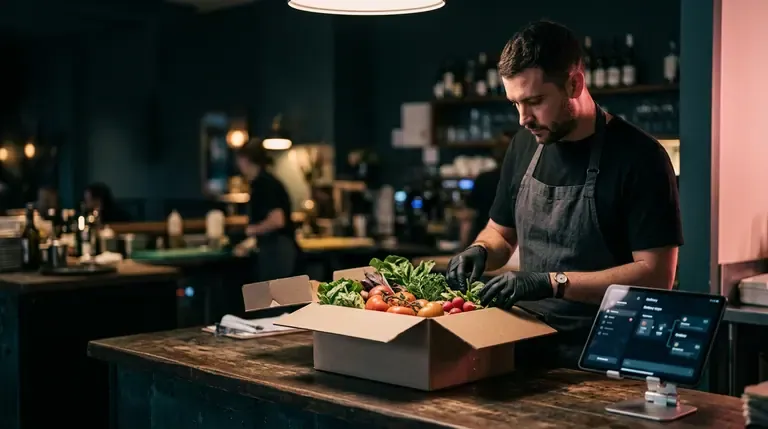 Controllo merce in arrivo in cucina professionale