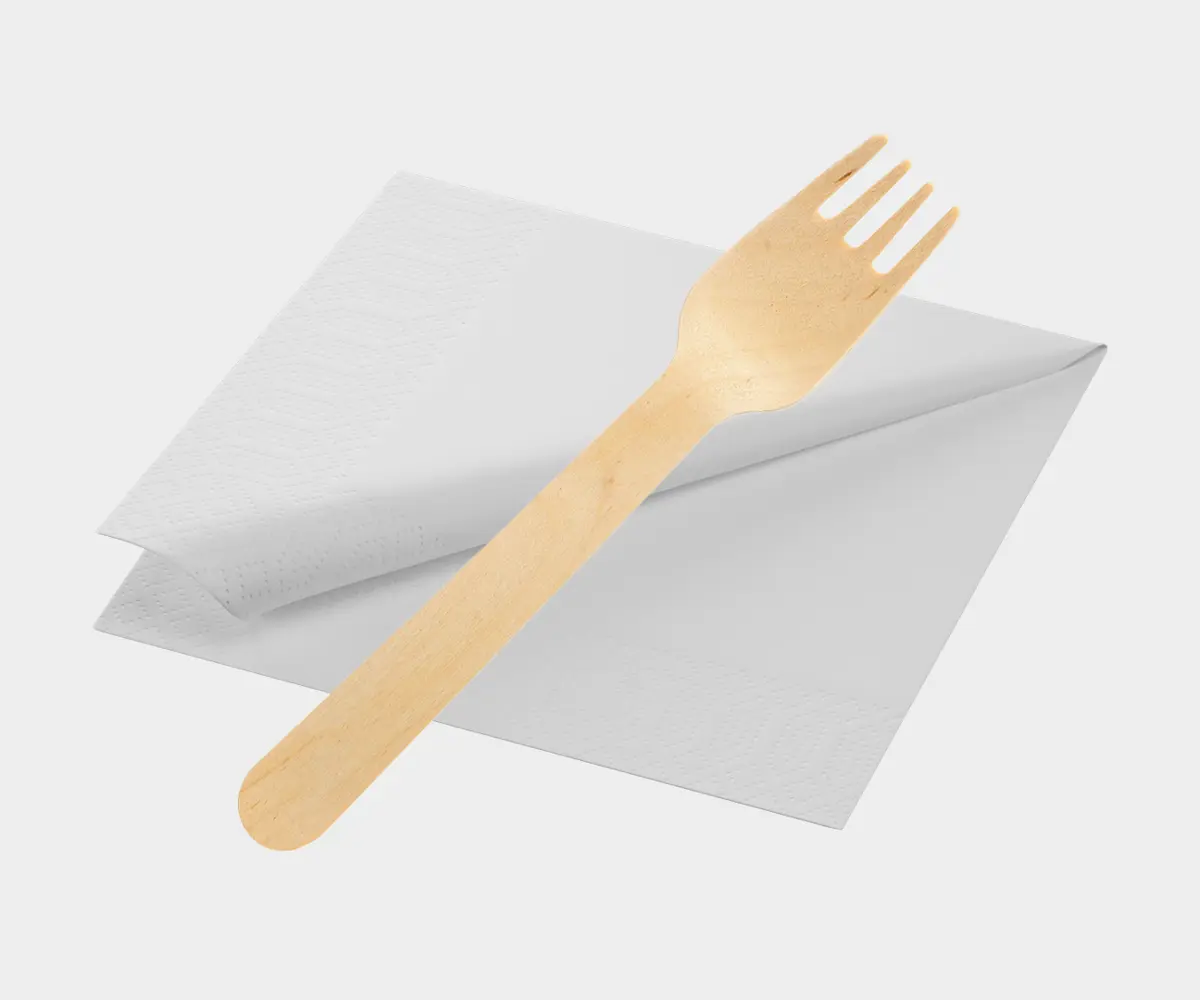 Forchetta + tovagliolo legno cerato (500 Pz)