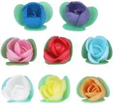 Fiore cialda c/foglie -Colori Vari- (200 Pz)