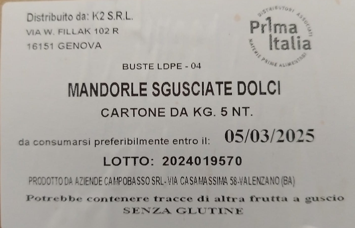 Mandorle sgusciate cartoni 5 Kg