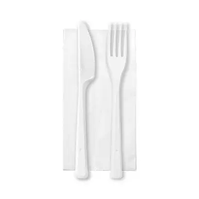 Bis posate + tovagliolo 1 Velo Bianco (500 Pz)