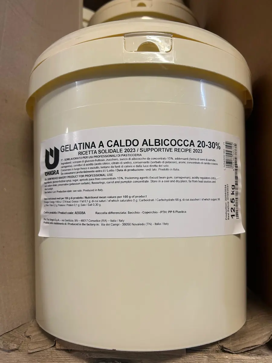Gelatina a caldo albicocca 20/30 % 12,5 Kg