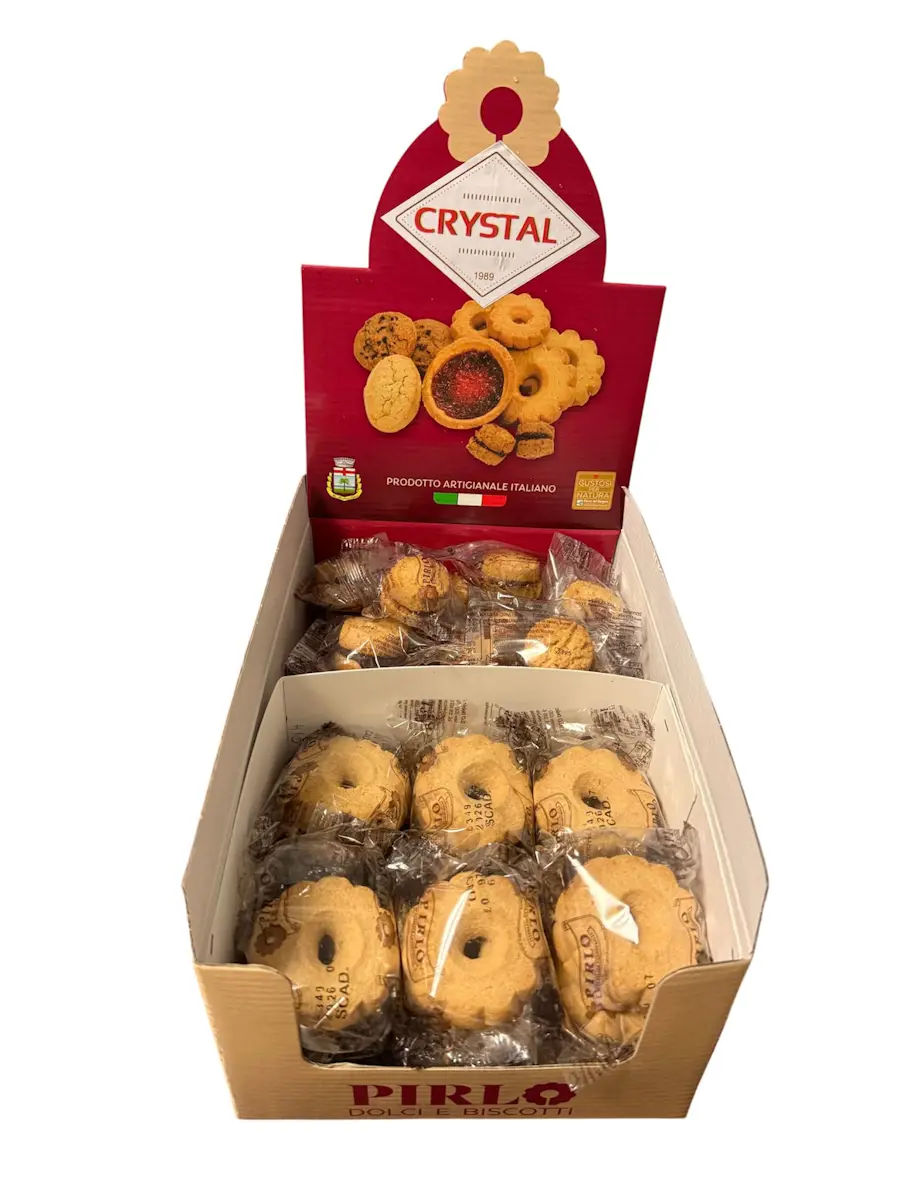 Crystal - Espositore misto 25 baci di dama e 12x3pz canestrelli "Pirlo"