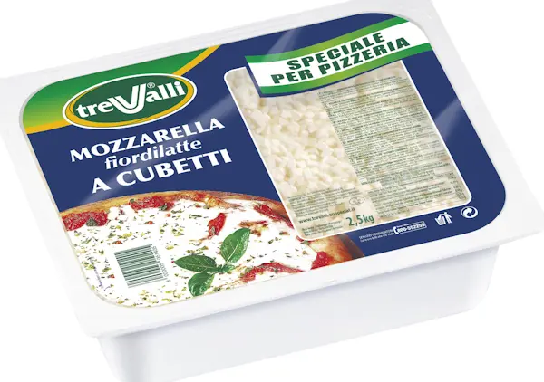 Mozzarella pizzeria cubetti TreValli premium (4 Pz x 2,500 Kg)