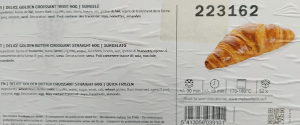 Croissant burro dritto vuoto 80 Gr (60 pz) Prodotto surgelato