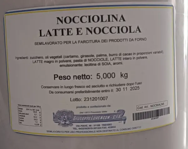 Crema nocciola e latte 5 Kg