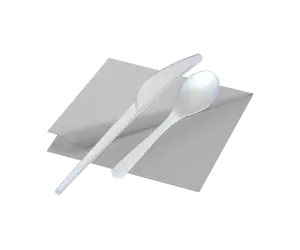 Kit colazione + tovagliolo CPLA bianco (700 Pz)