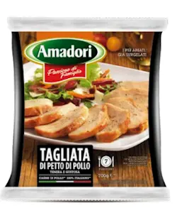 Tagliata di petto di pollo cotta. - Prodotto surgelato - 3 Kg (3 confezioni da 1 kg)