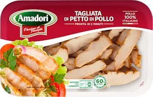 Tagliata di petto di pollo kg 4.50 (6 conf x 750gr). Prodotto cotto.