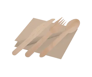 Tris posate + tovagliolo 33x33 1 Velo Legno Cerato (500 Pz)