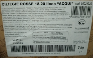 Ciliegie rosse cocktail 18/20 (2 Pz x 2,75 Kg)