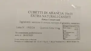 Cubetti di Arancia extra naturali canditi 10x10 -  13 Kg