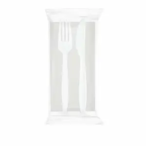Bis posate + tovagliolo 2 veli CPLA Bianco (500 Pz)