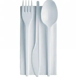 Tris posate + tovagliolo Bianco (250 Pz)